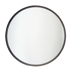 Refined Iron Round Wall Mirror, Black