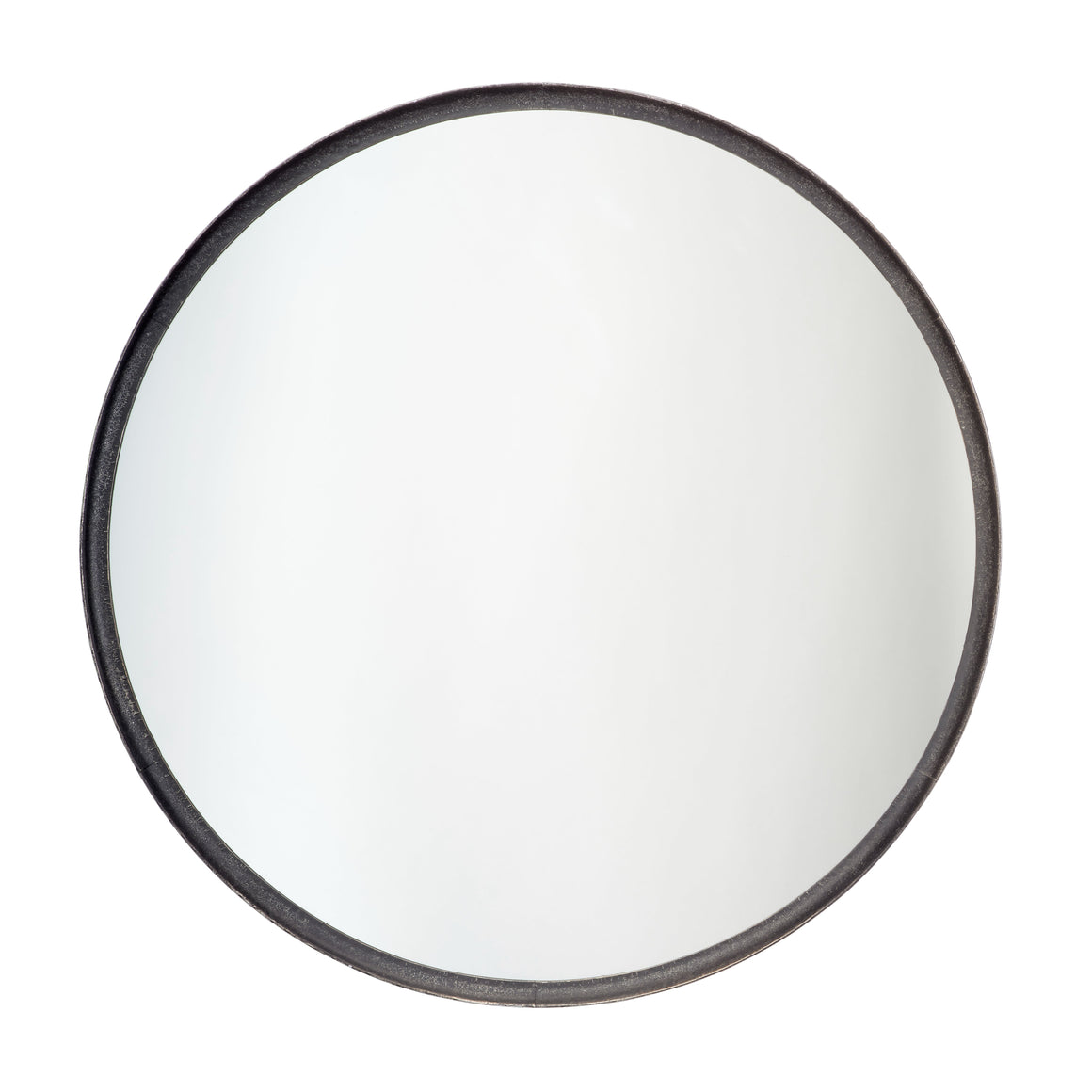 Refined Iron Round Wall Mirror, Black