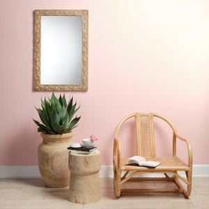 Relief Wood Carved Rectangle Wall Mirror