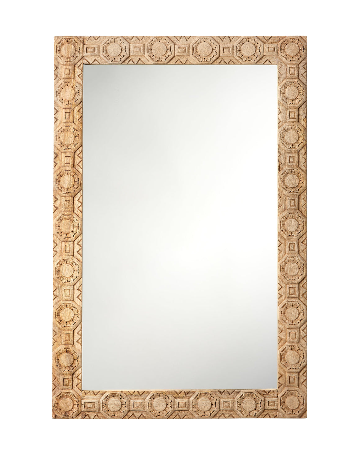 Relief Wood Carved Rectangle Wall Mirror