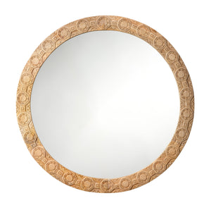 Relief Wood Carved Round Wall Mirror