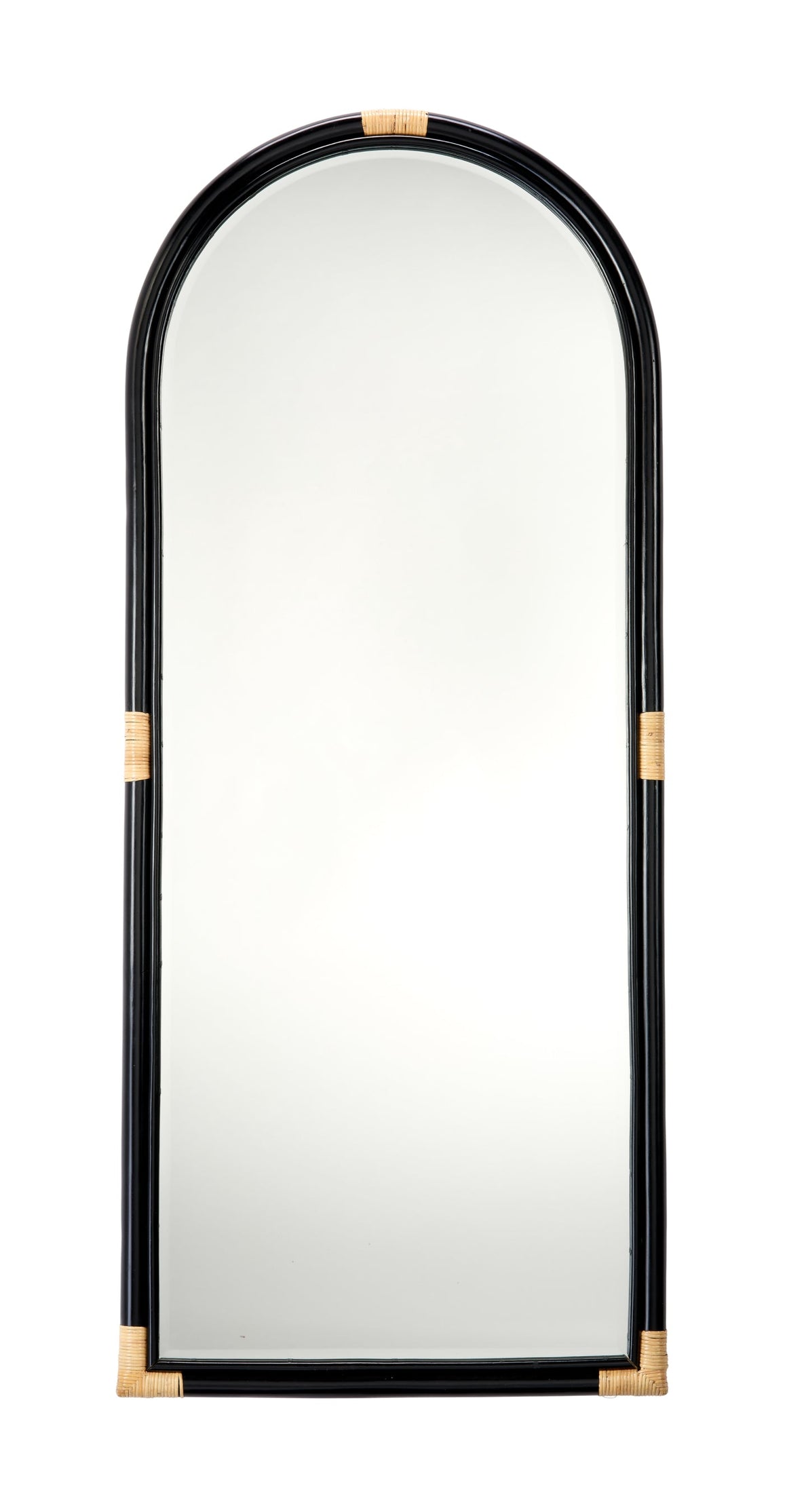 Saltwater Arch Rattan Floor Mirror, Black