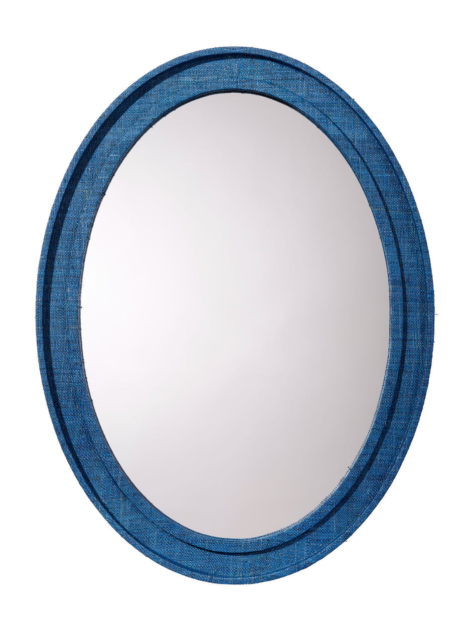 Valley Raffia Oval Wall Mirror, Indigo