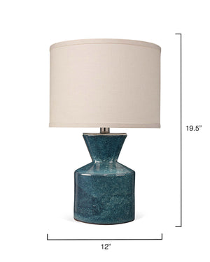 Small Ceramic Table Lamp with Drum Shade