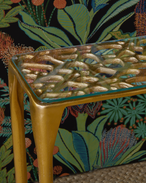 Honeycomb Gold Console Table