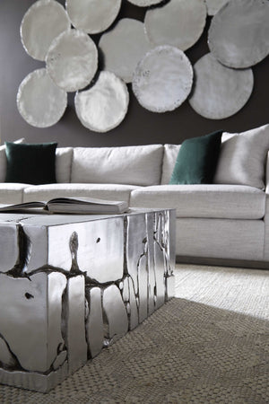 Chunk Square Coffee Table, Silver Leaf
