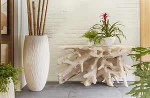 Beau Cast Root Console Table, Roman Stone