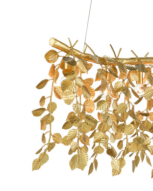 Golden Eucalyptus Rectangular Chandelier