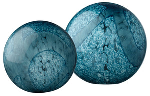 Cosmos Hand Blow Glass Orbs (Set of 2), Blue
