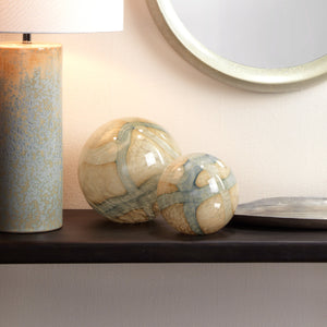Cosmos Hand Blow Glass Orbs (Set of 2), Blue
