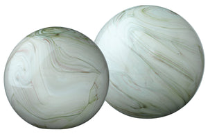 Cosmos Hand Blow Glass Orbs (Set of 2), Green