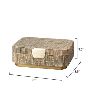 Eden Box - Grey Steel Raffia and Ivory Bone