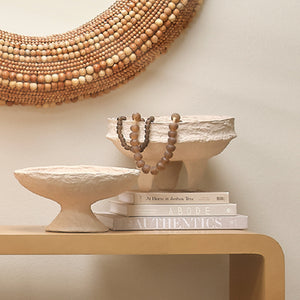 Field Cotton Mache Low Decorative Bowl, Cream