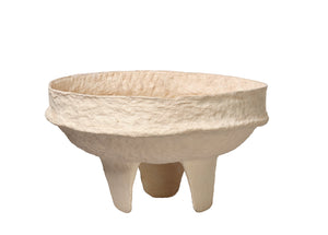 Field Cotton Mache Low Decorative Bowl, Cream