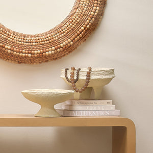 Garden Cotton Mache Pedestal Decorative Bowl, Cream