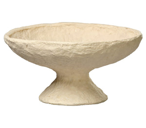Garden Cotton Mache Pedestal Decorative Bowl, Cream