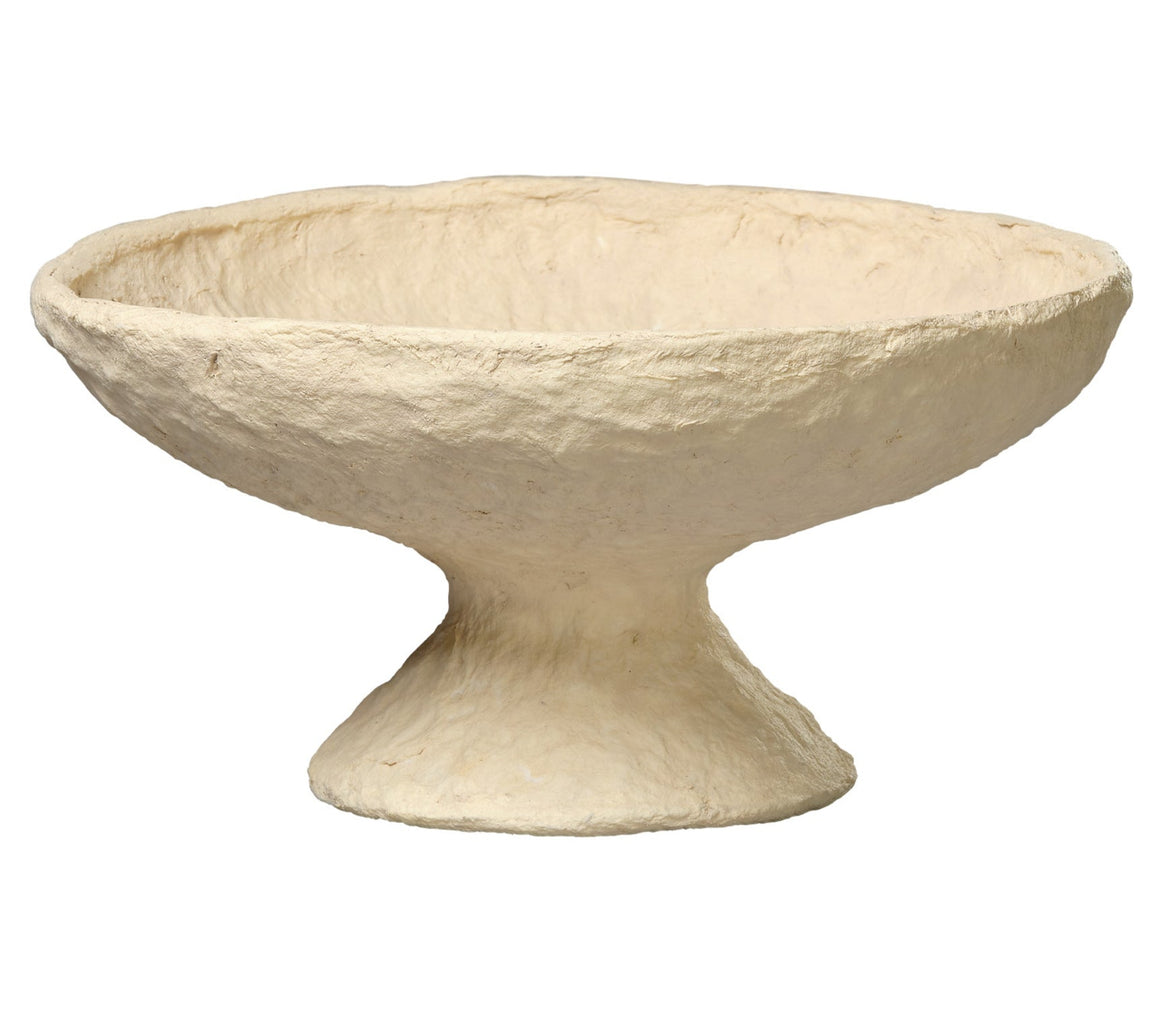 Garden Cotton Mache Pedestal Decorative Bowl, Cream