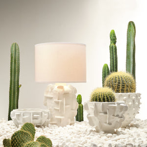 Helios Ceramic Decorative Vase, White