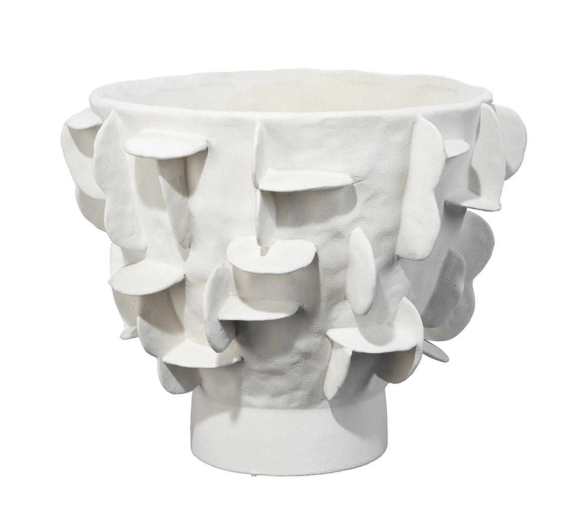 Helios Ceramic Decorative Vase, White