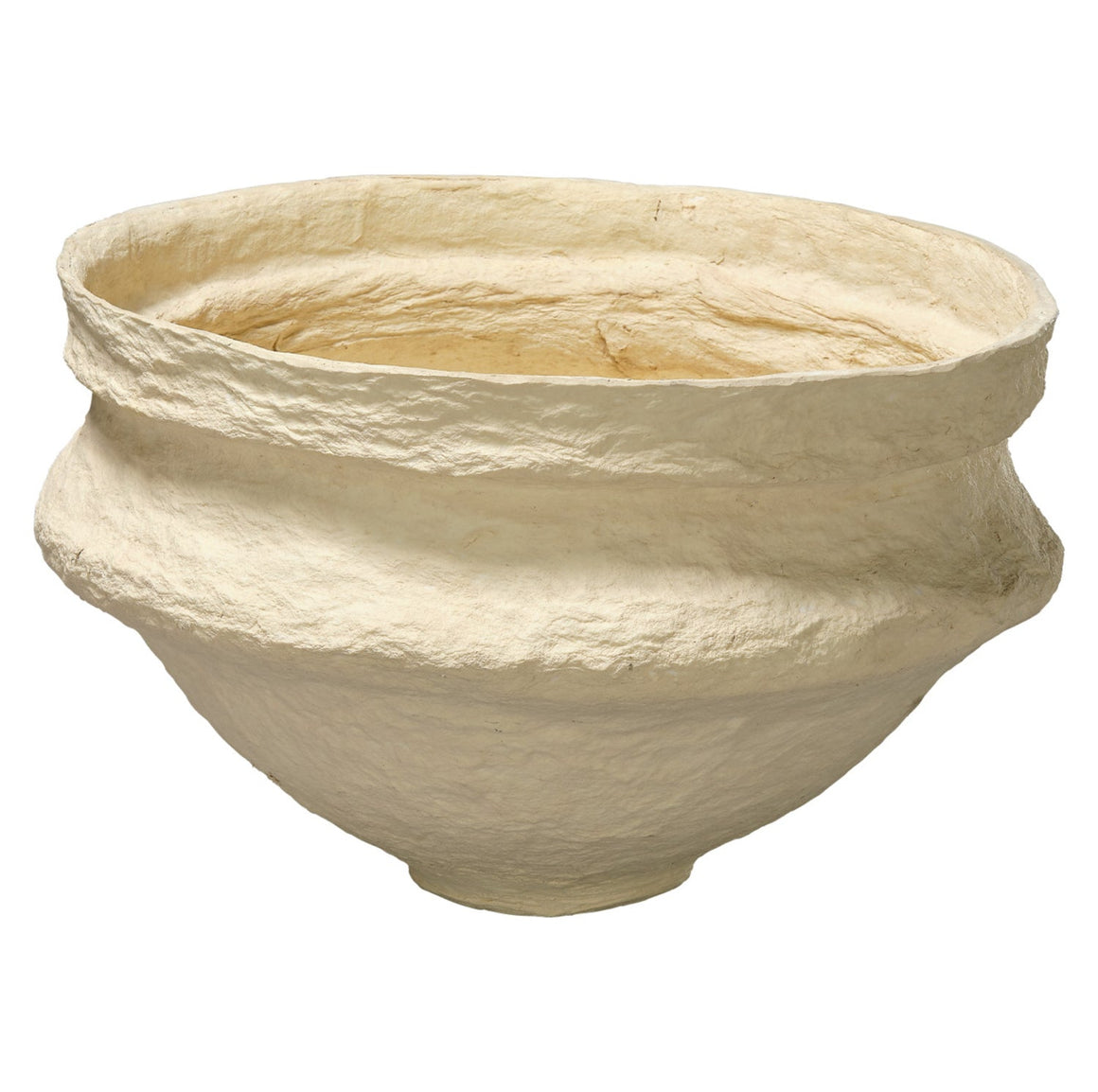 Landscape Cotton Mache Large Decorative Bowl, Cream