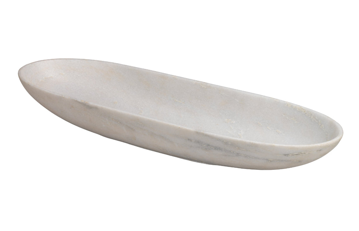 Long Oval Marble Bowl, White
