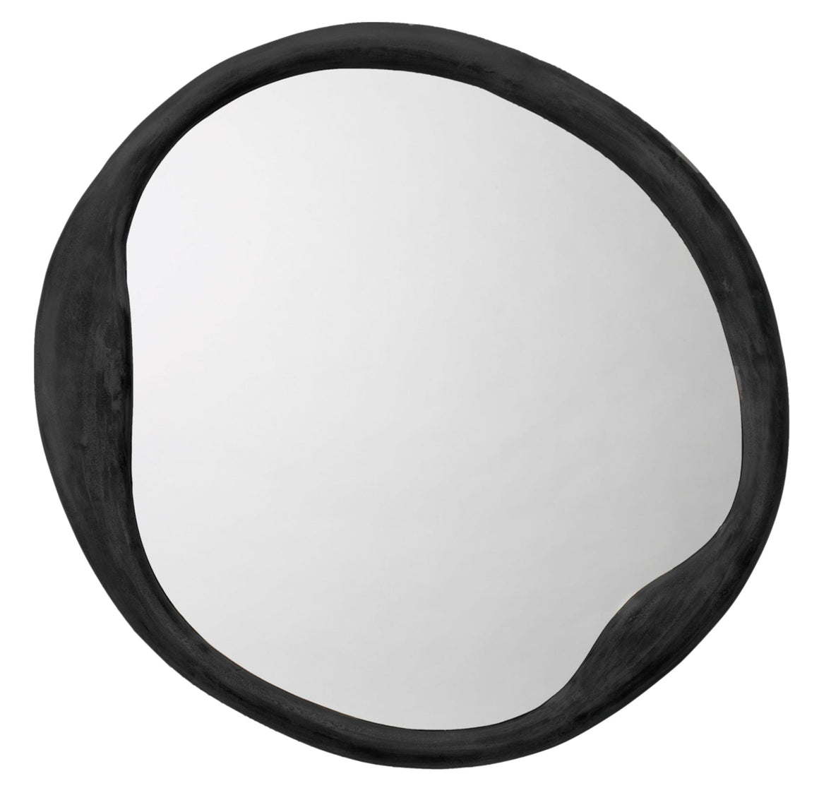 Organic Metal Round Wall Mirror, Antique Grey