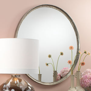 Refined Iron Round Wall Mirror, Silver