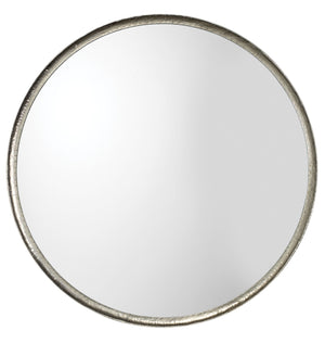 Refined Iron Round Wall Mirror, Silver