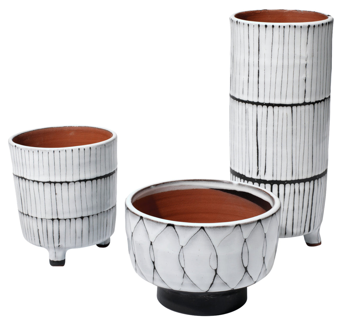 Striae Ceramic Decorative Vessels (Set of 3)
