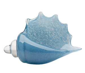Triton Hand Blown Decorative Glass Shell, Blue