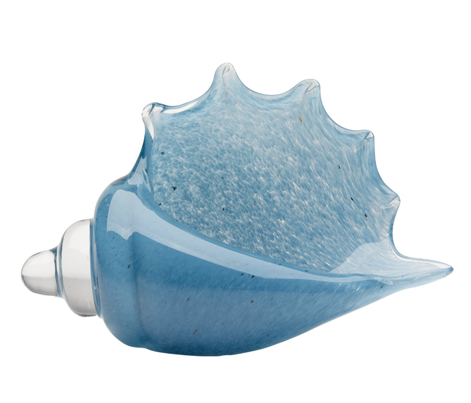 Triton Hand Blown Decorative Glass Shell, Blue