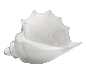 Triton Hand Blown Decorative Glass Shell, White
