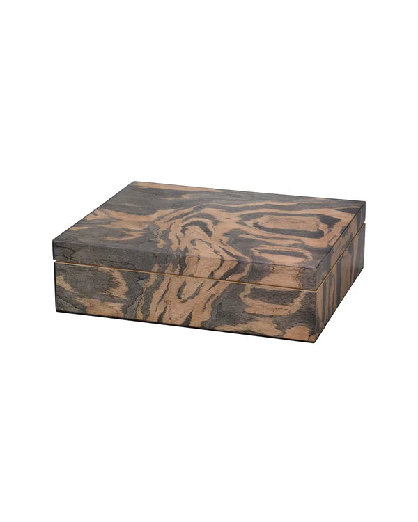 Woodgrain Decorative Box, Navy Lacquer