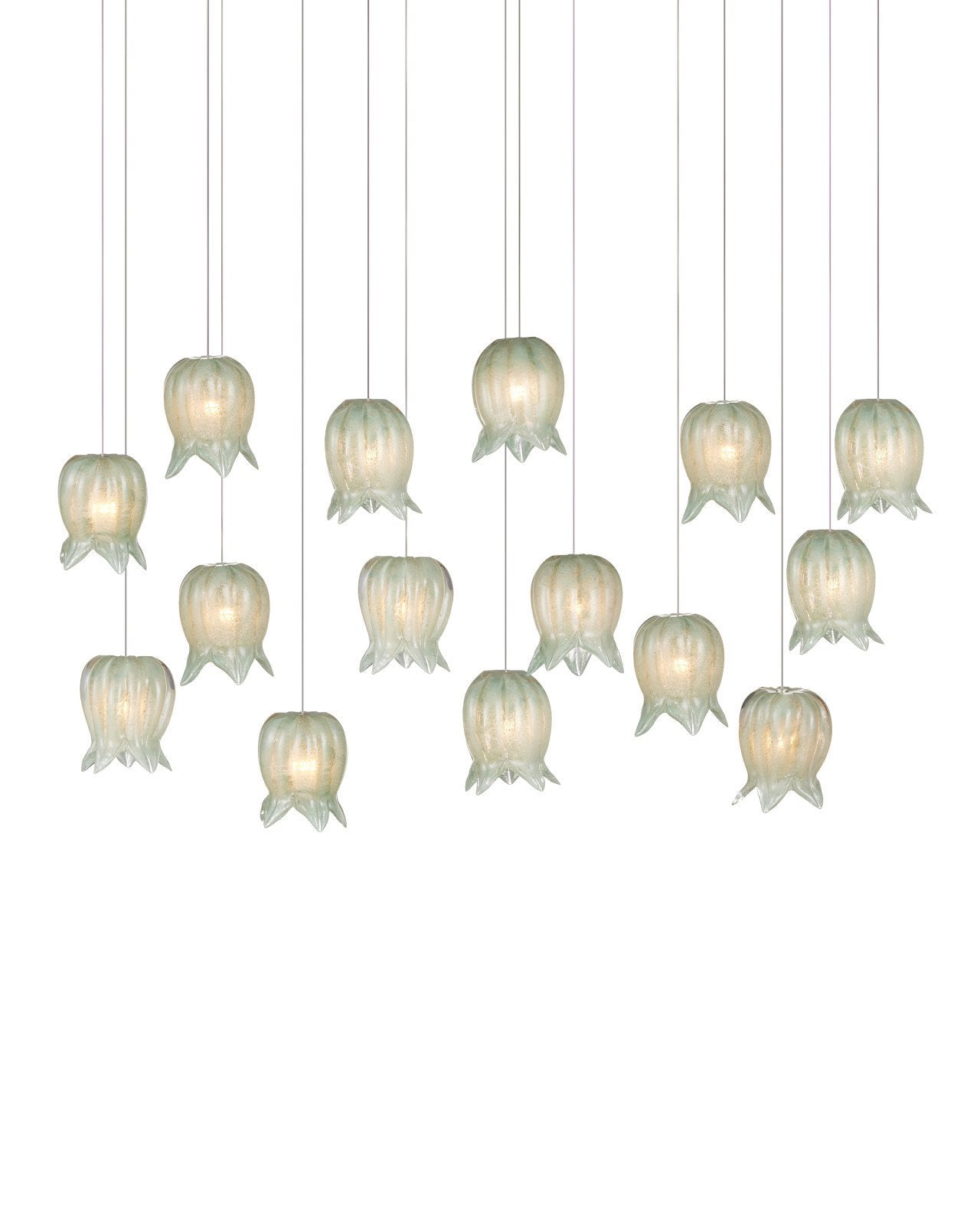 Polpo Green 15-Light Linear Multi-Drop Pendant