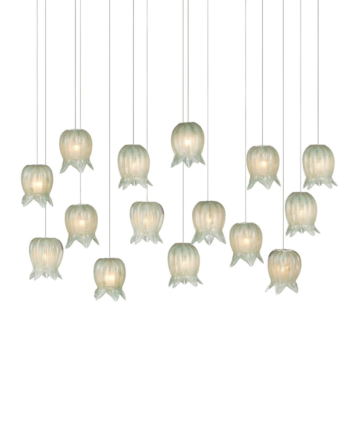 Polpo Green 15-Light Linear Multi-Drop Pendant