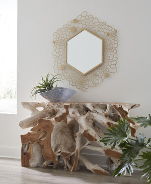 Hexagon Honeycomb Mirror Brass