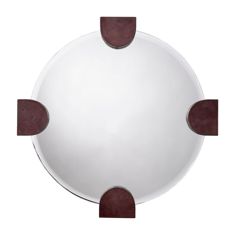 Quadrant Leather Round Wall Mirror
