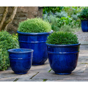 Origo Riviera Blue Glazed Terra Cotta Planters – Set of 3