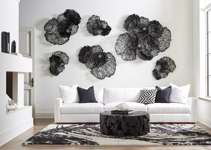 Flower Wall Art, Small, Black, Metal