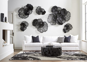 Flower Wall Art, Medium, Black, Metal