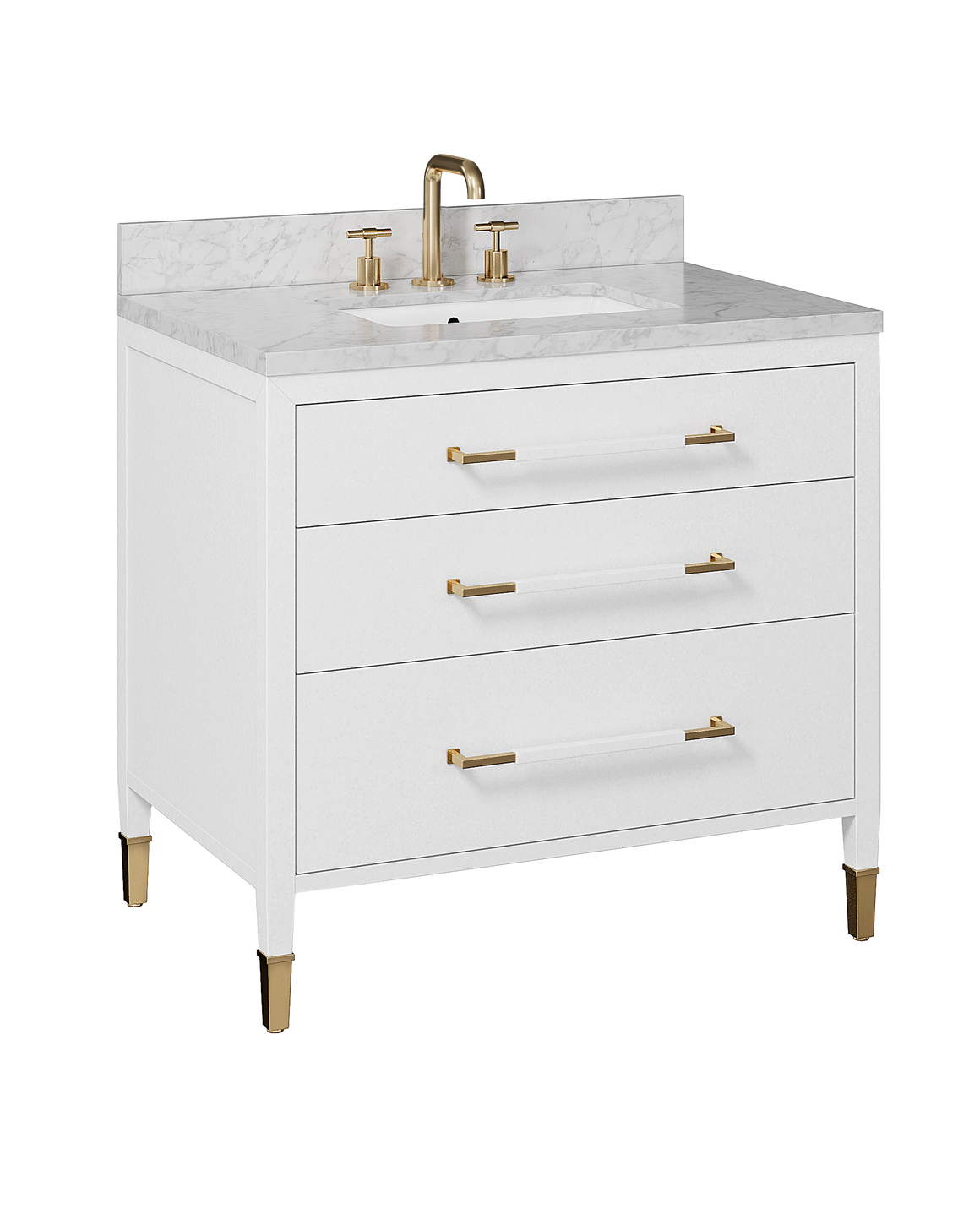 Verona 36" White Vanity with Rectangular Undermount Sink