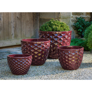 Plum Honeycomb Glazed Terra Cotta Planters – Set of 4