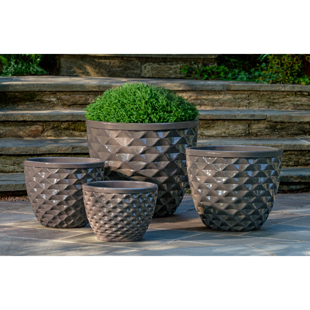 Fog Honeycomb Glazed Terra Cotta Planters – Set of 4