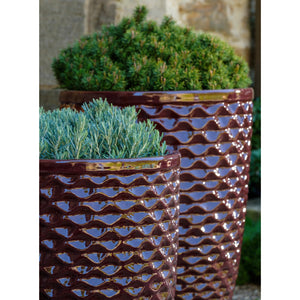 Plum Tall Honeycomb Terra Cotta Planters – Set of 4