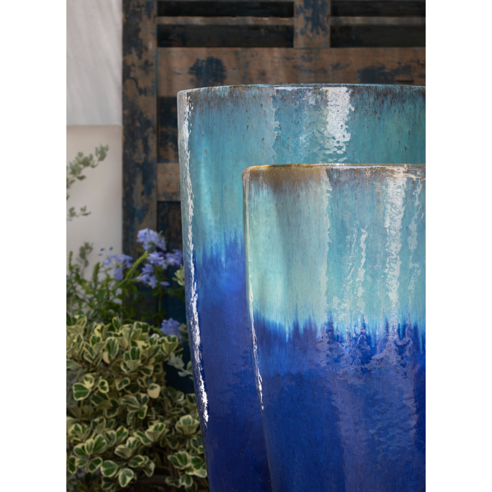 aqua pots for plants Havana Running Aqua Glazed Terra Cotta Planters – Set of 2