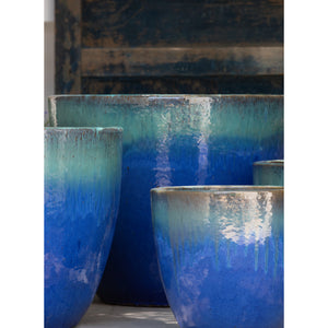 Ocho Running Aqua Glazed Terra Cotta Planters – Set of 4