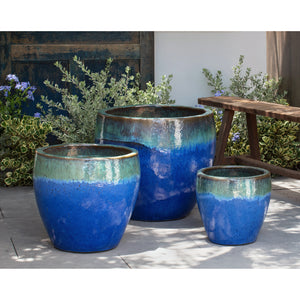 Riviere Running Aqua Glazed Terra Cotta Planters – Set of 3