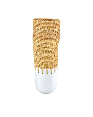 Kyoto Rattan & White Vase