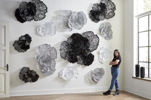 Flower Wall Art, Medium, Black, Metal