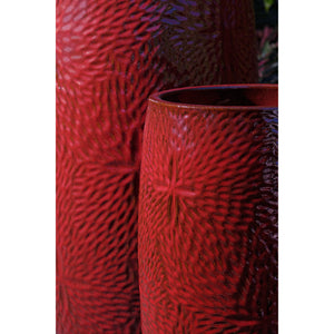 Tropic Red Glazed Tall Sand Dollar Planters – Set of 2